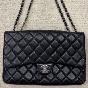CHANEL - Soft Flap Bag, Navy/Silver
